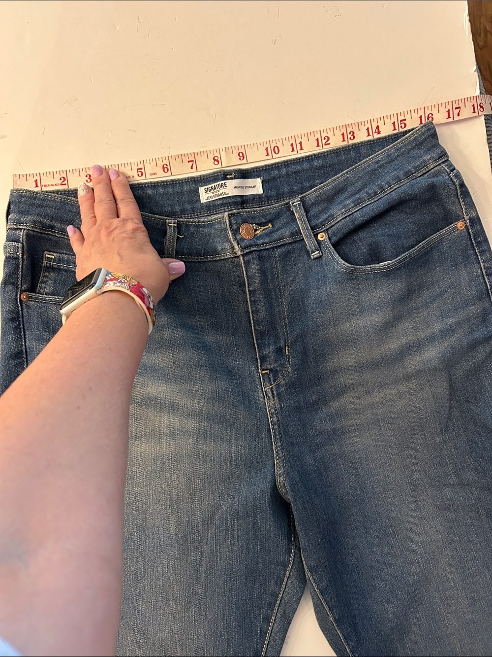 Signature gold Levi’s mod rise straight leg denim jeans W33 - Picture 6 of 14